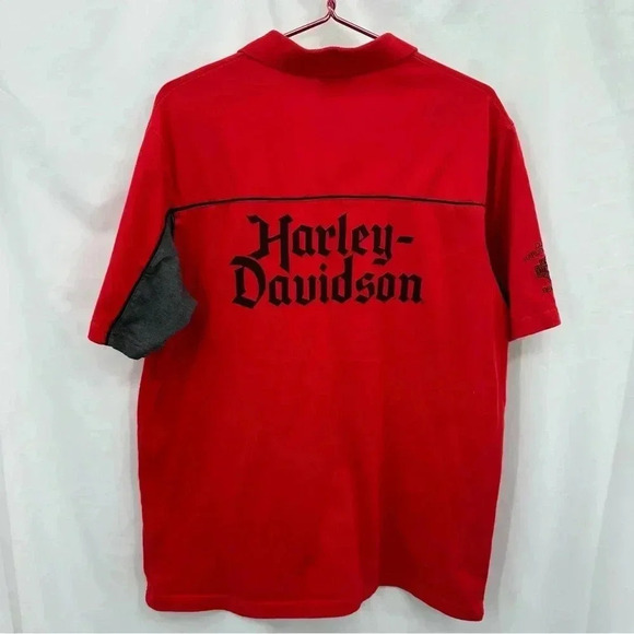 Fanatics Mens Promotional Harley Davidson Shirt XL Red Gray Button Short Sleeved - Picture 5 of 9